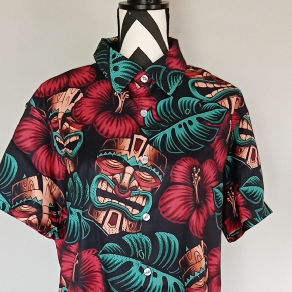 Tropical Hawaiian Tiki XL Men's Shirt - Picture 3 of 3